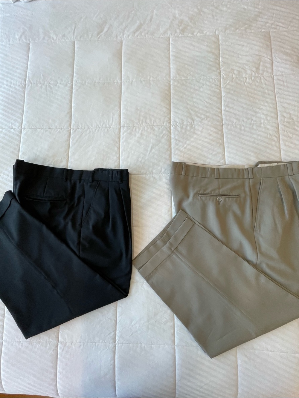 Men's Dress Pants in Black and Taupe - Classic Tailored Fit 42x29